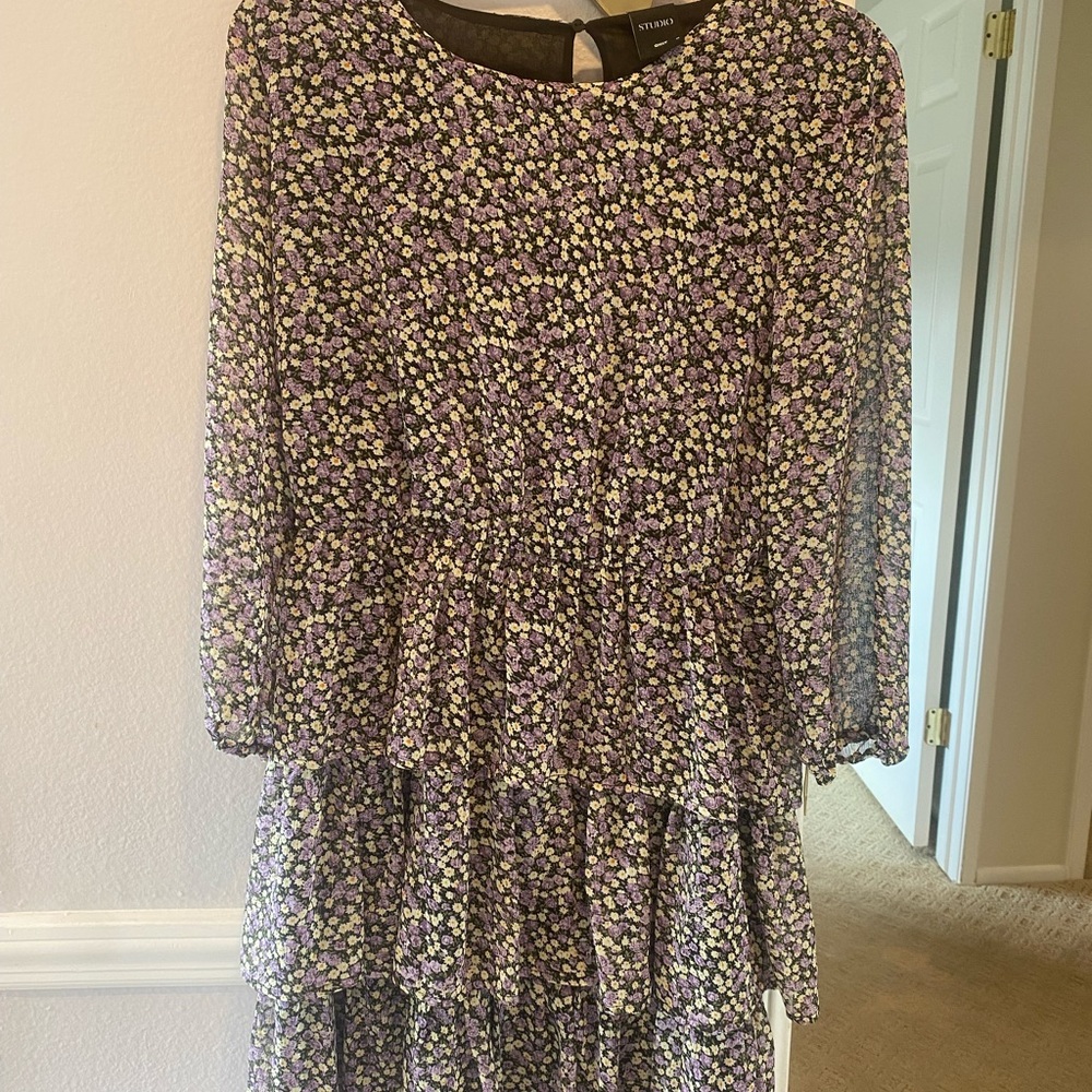 Floral Dress - Purple and White